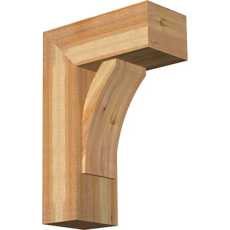 Ekena Millwork Thorton Block Rough Sawn Bracket w/ Offset Brace, Western Red Cedar, 8"W x 18"D x 26"H BKT0806X18X26THR05RWR